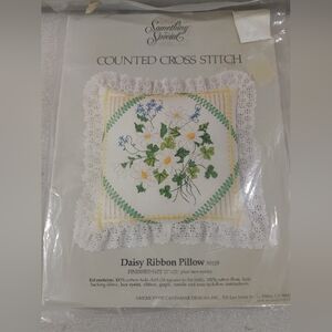 Something Special Daisy Ribbon Pillow Counted Cross Stitch Kit #50119 NEW
